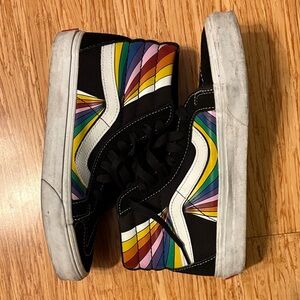 Vans High-Top Sneakers - Black with Rainbow Accents